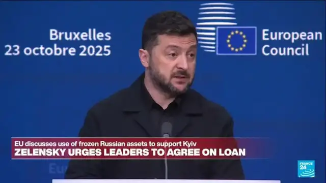 'Video thumbnail for REPLAY: Ukrainian President Zelensky addresses reporters after EU Summit'