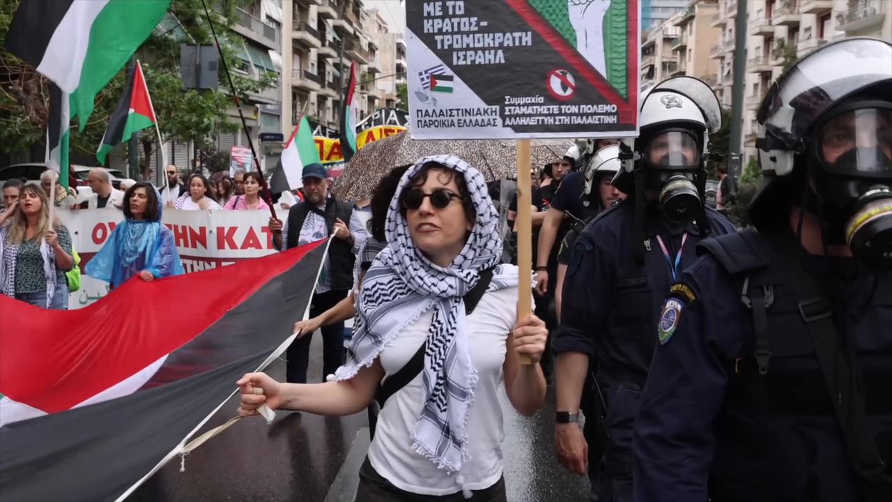 Video thumbnail for Greece: Pro-Palestinian march in Athens marks 78th Nakba anniversary.