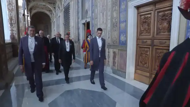 Video thumbnail for Vatican City: Pope Leo XIV receives Lebanese President Joseph Aoun in Vatican.