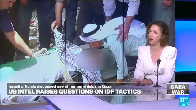 'Video thumbnail for US intel revealed Israeli officials discussing use of human shields in Gaza'
