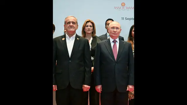 Video thumbnail for Putin and Pezeshkian call out US dominance ahead of BRICS