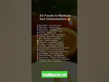 'Video thumbnail for Foods to Reduce Gut inflammation #guthealth #guthealthforlife #inflammationreduction'