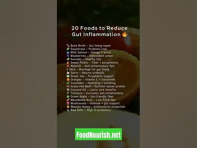 'Video thumbnail for Foods to Reduce Gut inflammation #guthealth #guthealthforlife #inflammationreduction'