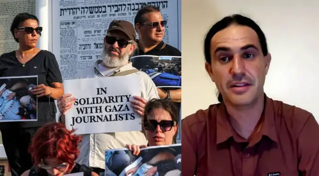 'Video thumbnail for Israeli journalist says Gaza media ban and killings aim to ‘silence’ reporters'