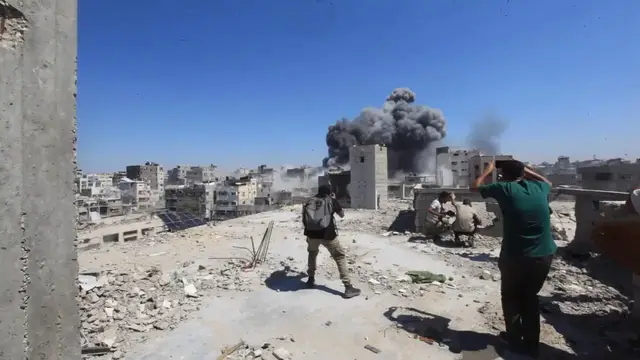 Video thumbnail for Israeli airstrike hits evacuated home in Gaza’s Al-Shati refugee camp.