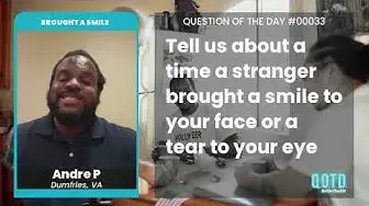 Video thumbnail for Andre P saw a boy help a woman put her groceries away. Adorable!