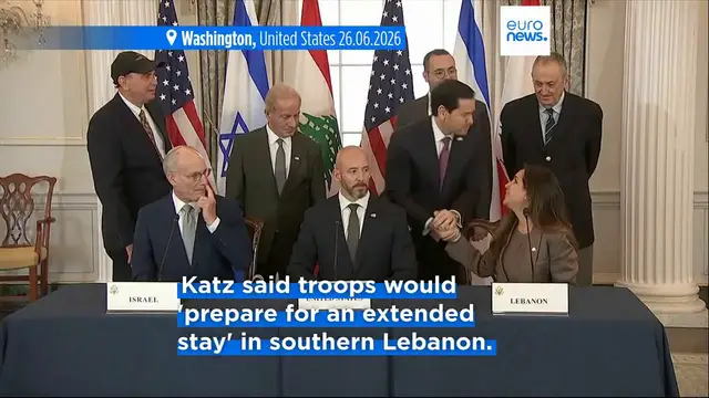 Video thumbnail for Israel's Netanyahu welcomes 'historic' Lebanon agreement as Hezbollah rejects it