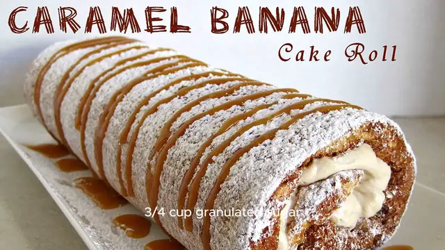 Video thumbnail for Banana Caramel Roll Cake Recipe