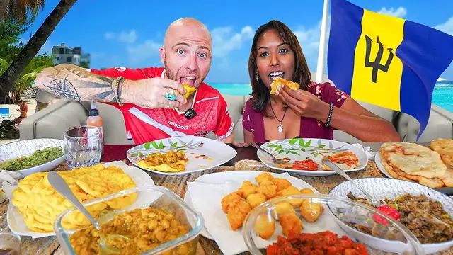 Video thumbnail for Is THIS The Best TRINI FOOD in BARBADOS? Doubles, Bake & Herring, and Aloo Pie!