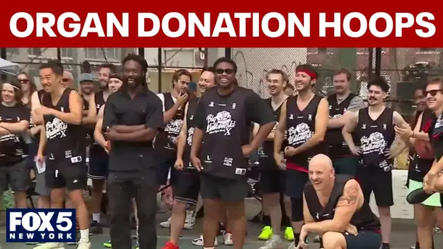 Video thumbnail for NYC comedians hold charity basketball game honoring organ donor Kenny Forrest