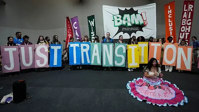 'Video thumbnail for Protesters at COP30 climate talks demand a just energy transition'