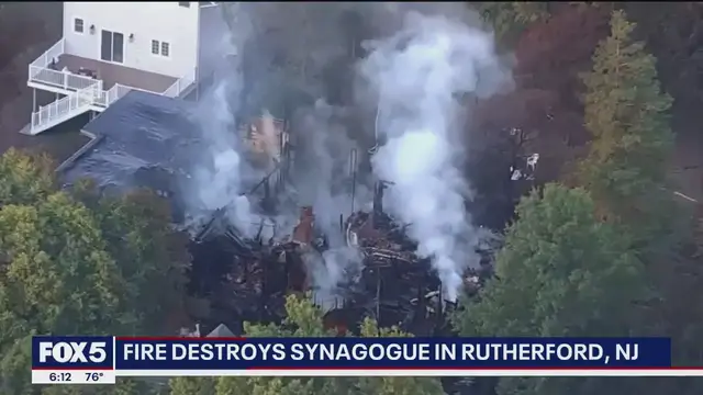 'Video thumbnail for Fire destroys synagogue in Rutherford, NJ'