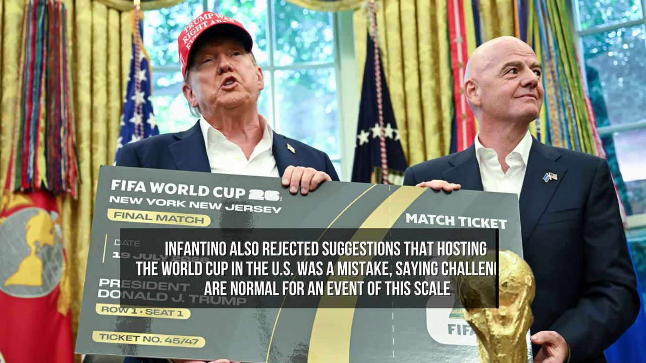 Video thumbnail for FIFA Chief Defends Visa Decisions and Ticket Prices Ahead of World Cup Kickoff.