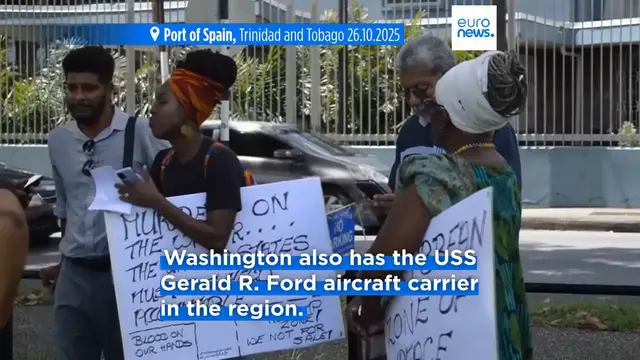 'Video thumbnail for US warship docks in Trinidad and Tobago fuelling more concern of likely military action on Venezuela'