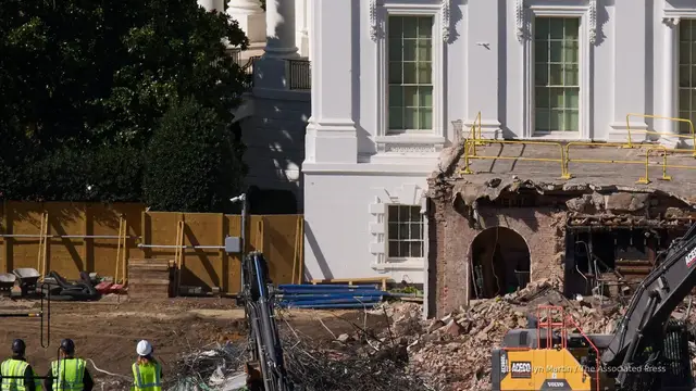 'Video thumbnail for Construction companies behind White House ballroom scrub websites'
