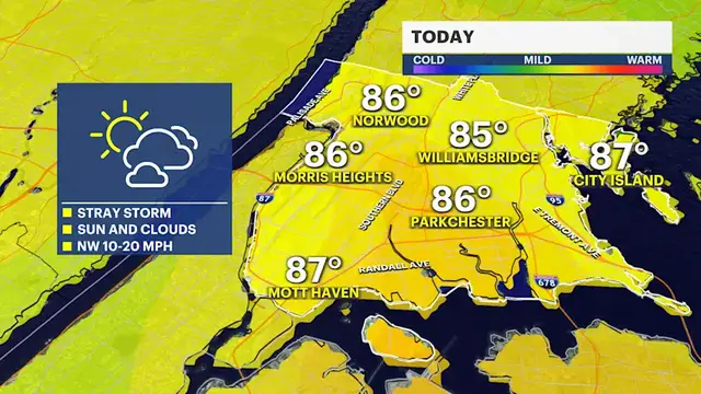 Video thumbnail for Muggy & Warm Thursday in The Bronx; cool down for the weekend