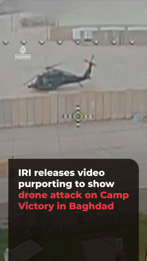 Video thumbnail for IRI releases video purporting to show drone attack on Camp Victory in Baghdad
