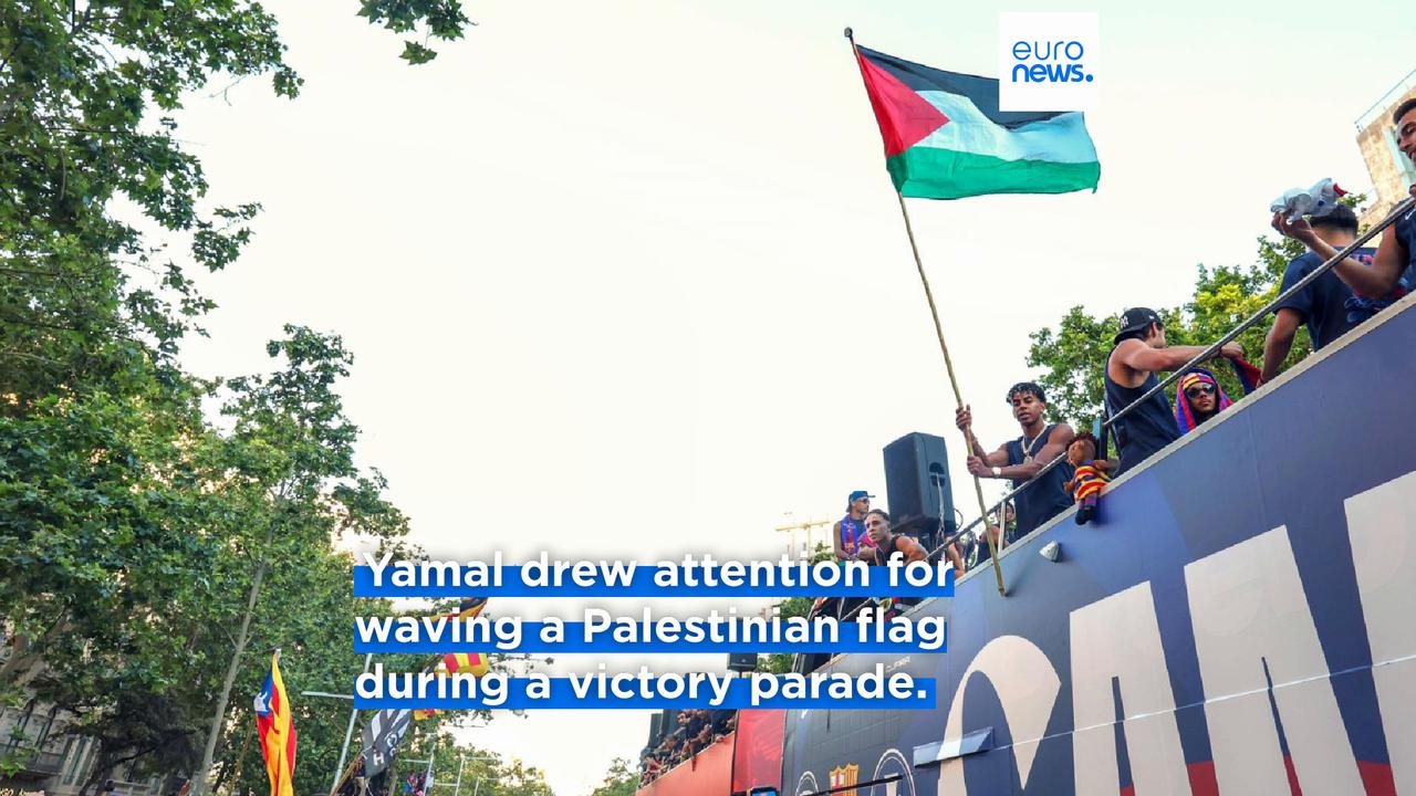 Video thumbnail for Spain's PM Pedro Sánchez 'proud' of Barcelona's Yamal in Palestinian flag row