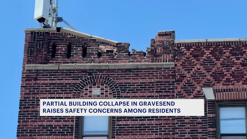 Video thumbnail for Bricks fall from roof after partial wall collapse in Gravesend