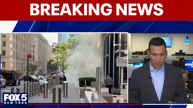 Video thumbnail for NYPD probes incident at Federal Plaza; video shows plume of smoke outside building