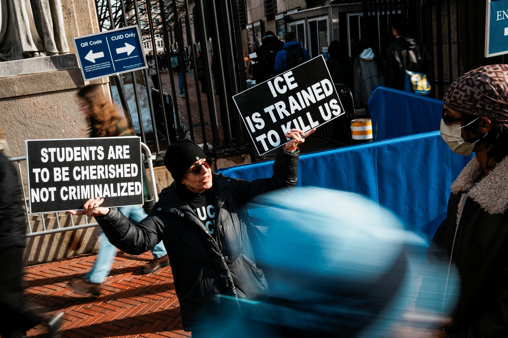 Video thumbnail for Columbia University students protest ICE arrest at university housing