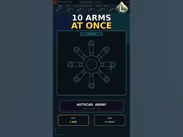Video thumbnail for Draw a 10-Arm Rotor in AutoCAD with ARRAY
