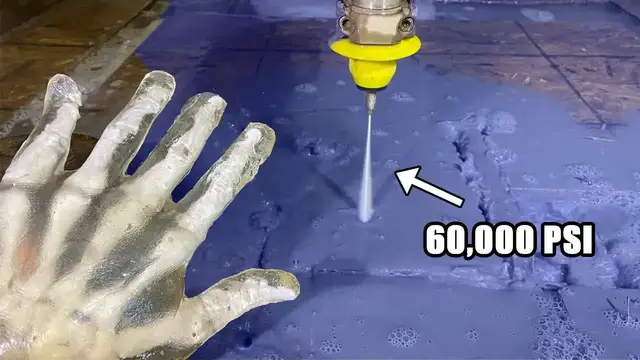 'Video thumbnail for Slow Motion Water Jet Damage Test: Silicone Hand Experiment'