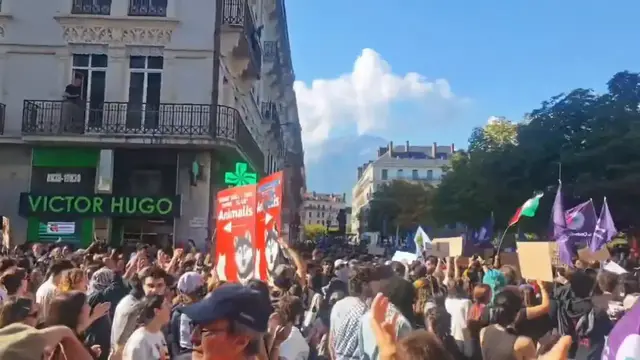 Video thumbnail for France: Young Protesters March Through Grenoble During Nationwide French Student Mobilization.