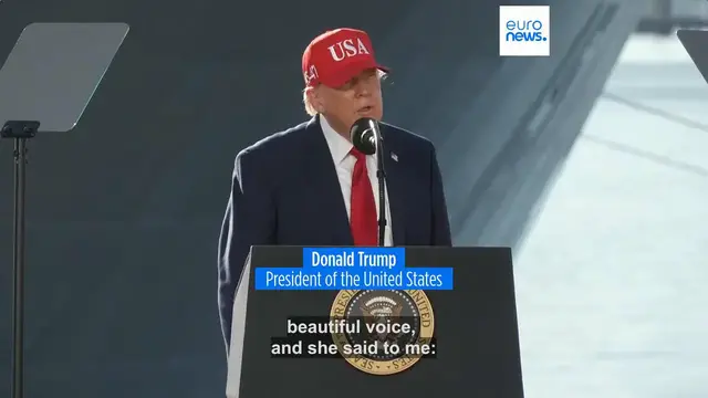 Video thumbnail for Trump mocks Sheinbaum over Gulf of Mexico and imitates her alleged reaction: 'No, no, please'