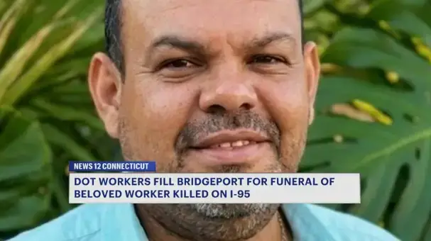 Video thumbnail for Bridgeport community gathers to mourn DOT worker tragically killed by impaired driver on I-95