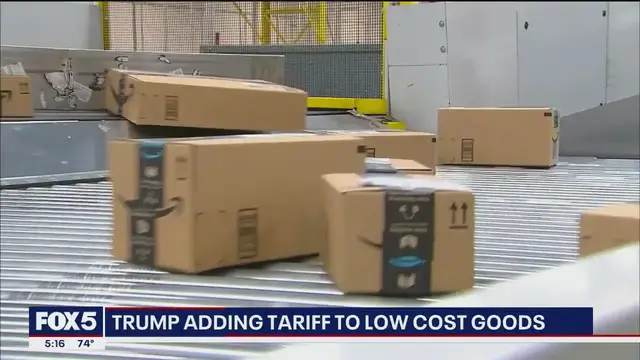 'Video thumbnail for Trump adding tariff to low cost goods'