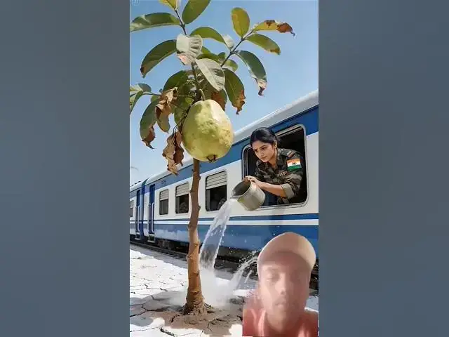 Video thumbnail for Lady Soldier saved the guava tree from drying up by watering it 😭 #ai​ #plants​ #save​ #watering​