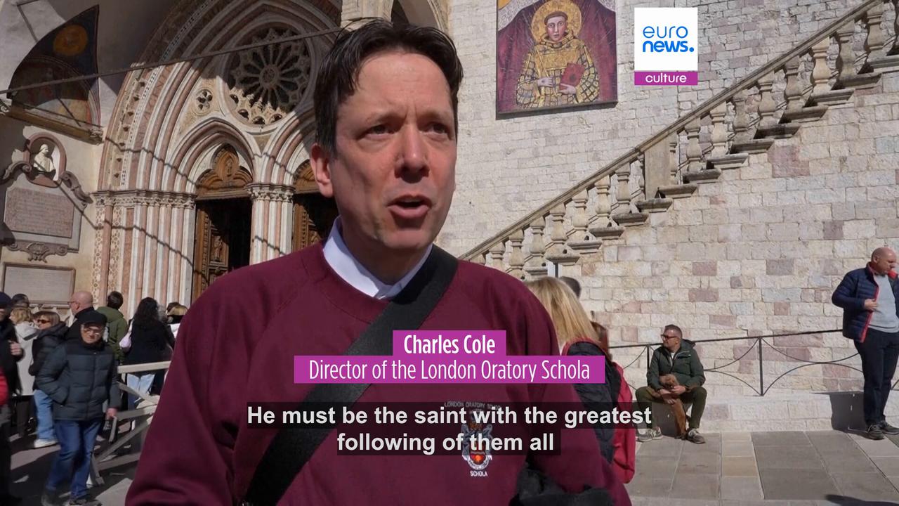 Video thumbnail for Sacred bones: Thousands of pilgrims flock to see historic remains of St Francis of Assisi