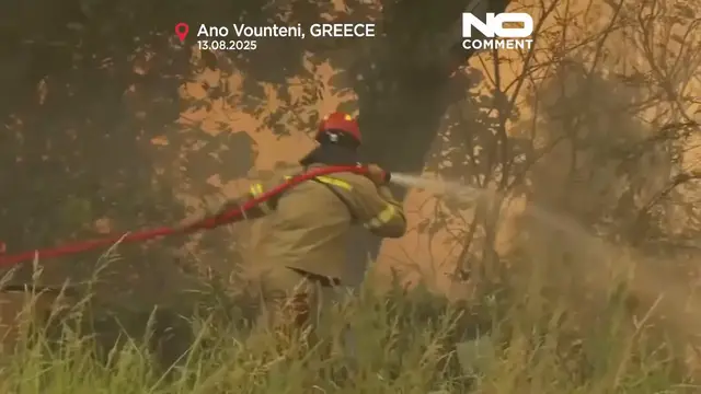 'Video thumbnail for Greece battles multiple wildfires as strong winds spread flames'
