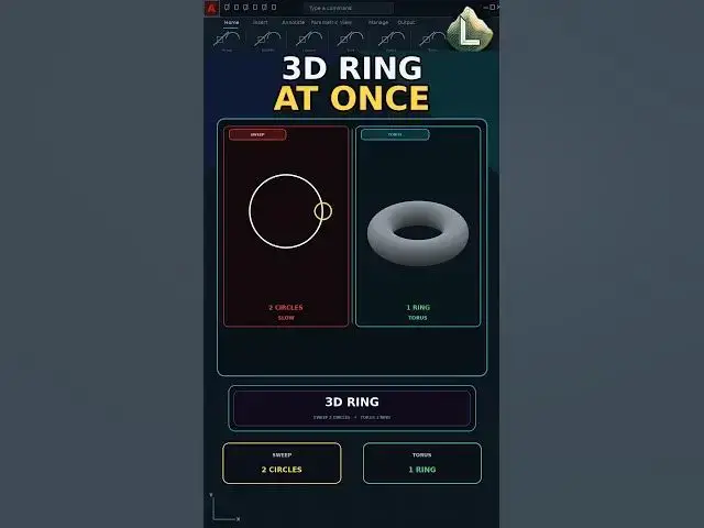Video thumbnail for Make a 3D Ring in AutoCAD with TORUS