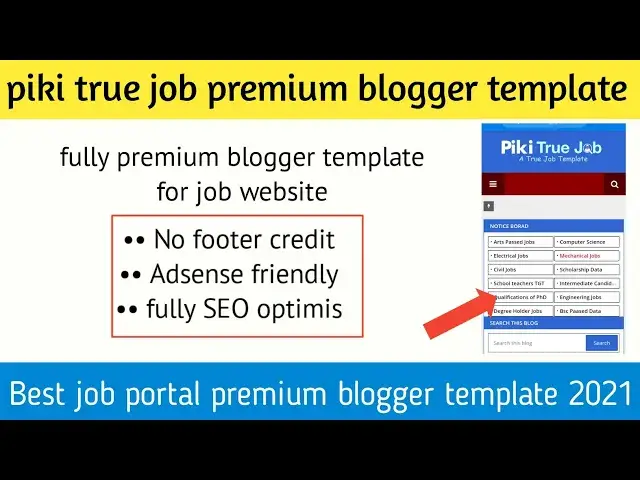 Video thumbnail for Best professional job website premium blogger template for free || piki true jobs premium template 🤑