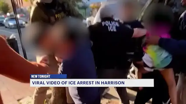 Video thumbnail for Video shows ICE detain man in Harrison as children hang onto him