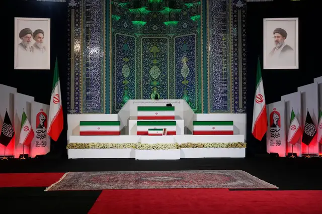 Video thumbnail for Funeral of Iran's late supreme leader: Coffin of Ayatollah Ali Khamenei on display in Tehran