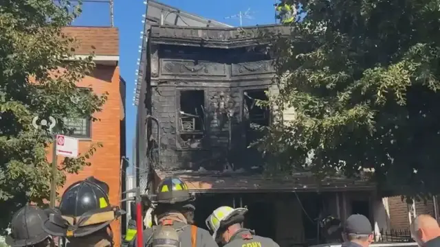 Video thumbnail for Blaze rips through multifamily home in Van Nest; 1 firefighter hurt
