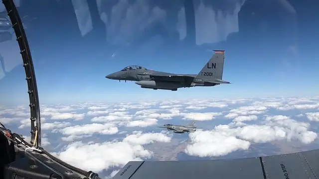 'Video thumbnail for Polish & American Fighter Jets Over Warsaw • Aerial View'