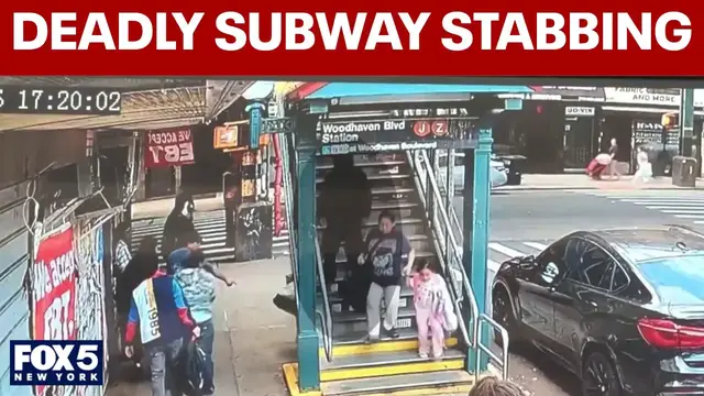 Video thumbnail for Man fatally stabbed on NYC subway during rush hour commute, NYPD says