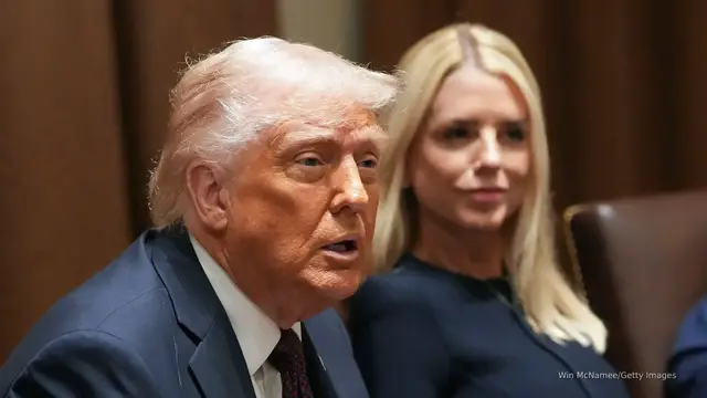 'Video thumbnail for Trump says Bondi should release ‘credible’ Epstein files'