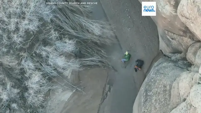 Video thumbnail for Moment hiker rescued from quicksand after activating SOS signal