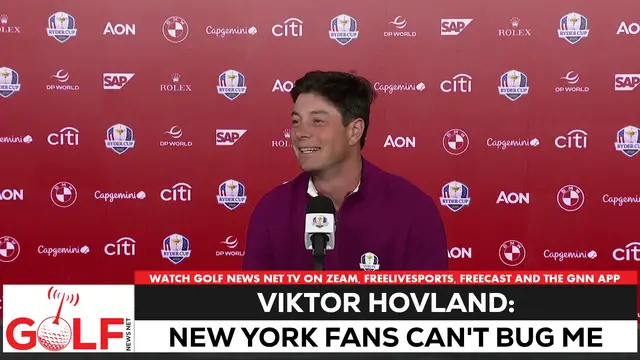 'Video thumbnail for Viktor Hovland: New York Ryder Cup fans aren't meaner than me to myself'