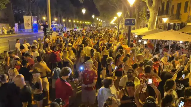 Video thumbnail for Spain: Spain fans celebrate 2026 FIFA World Cup championship in Mallorca.