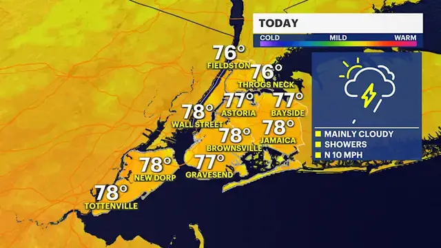 Video thumbnail for Showers linger across Brooklyn before sunshine returns
