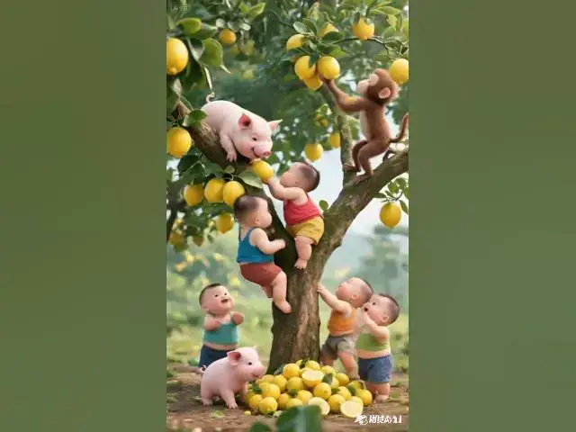Video thumbnail for Babies vs Monkey & Pig: The Lemon Tree Battle! 🍋👶🐒🐷 #funnyvideos #monkey