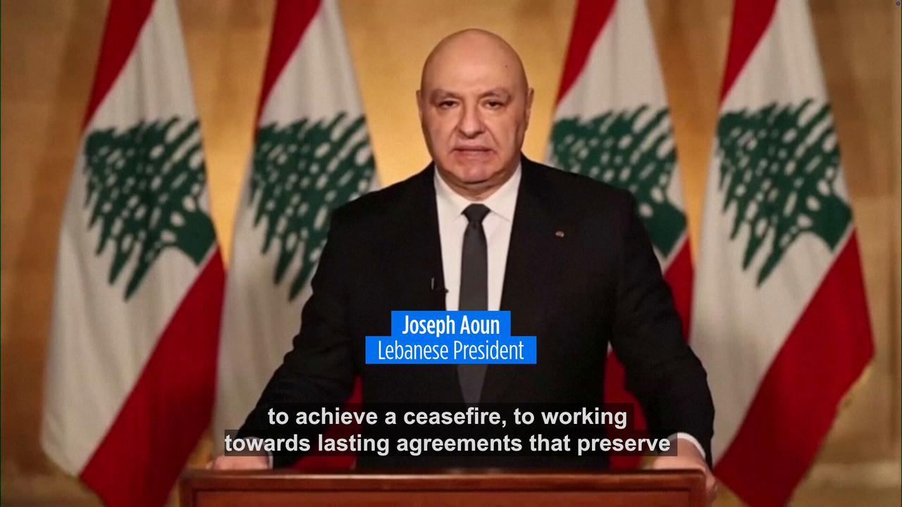 Video thumbnail for Lebanon president says his country is in 'a new phase' after Israel truce