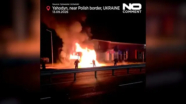Video thumbnail for Drone strikes hit key Ukraine-Poland supply route, sparking border fires