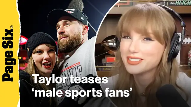 'Video thumbnail for Taylor Swift gets cozy with Travis Kelce and teases 'male sports fans' in 'New Heights' preview'